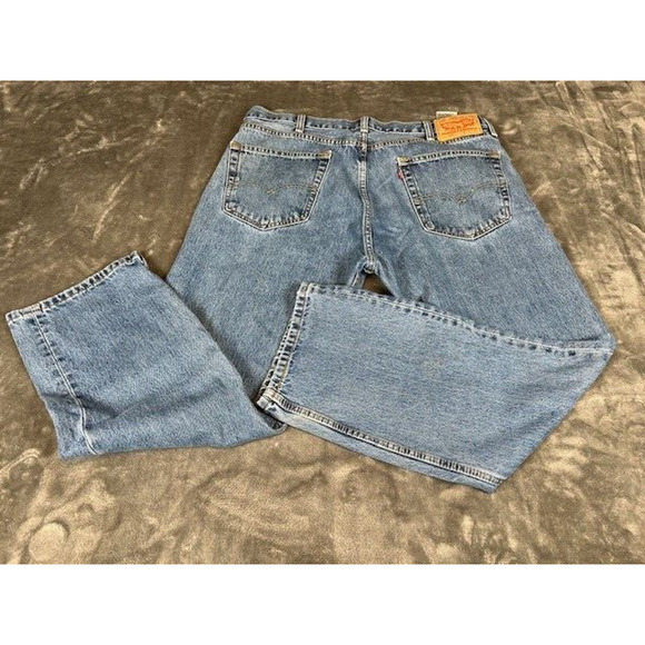 Levis Jeans Mens 38x29 Blue 505 Regular Straight Stretch Denim - Picture 4 of 6